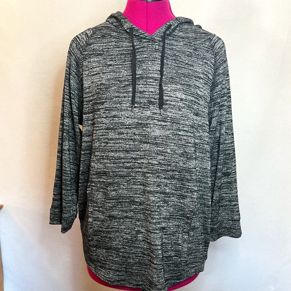 Womens Gap Black Marled hooded top. Size Large